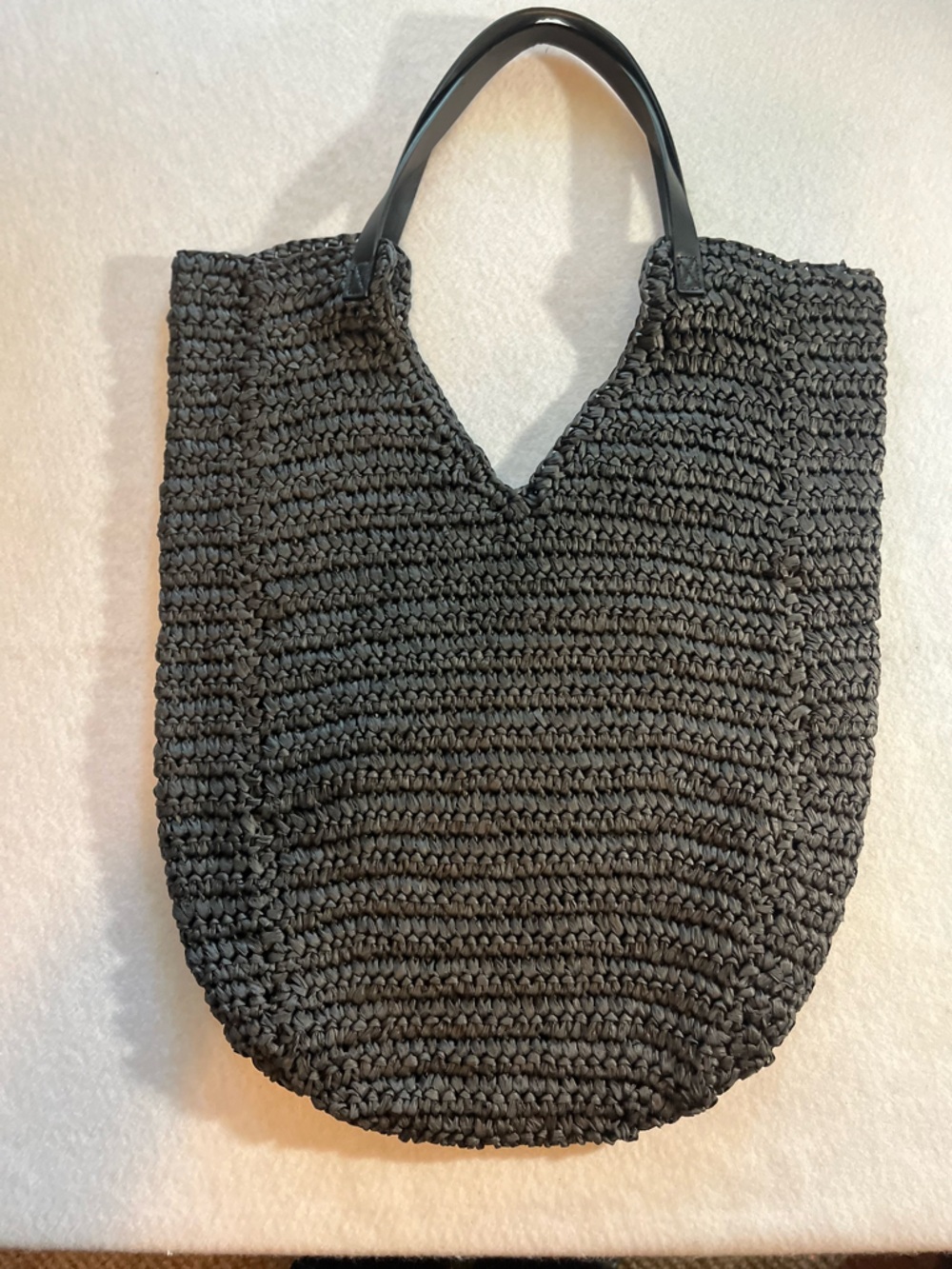Banana Republic Black Woven Tote Bag with Top Handles - Unbranded
